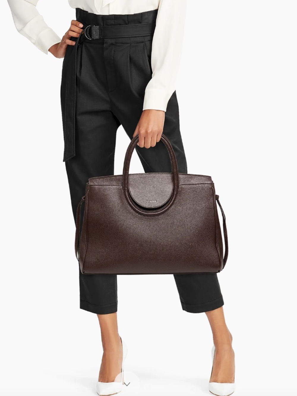 Staud Maude Leather Carryall Tote Bag (Espresso Color) - Picture 3 of 4